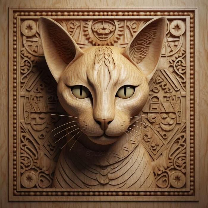 Природа и животные (Египетский кот мау 1, NATURE_533) 3D модель для ЧПУ станка